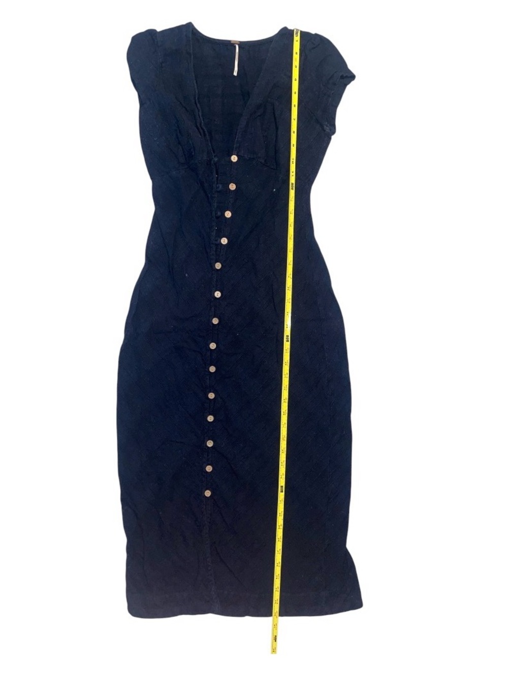 Free people Navy Button-Front V-Neck Midi Dress - Picture 6 of 8